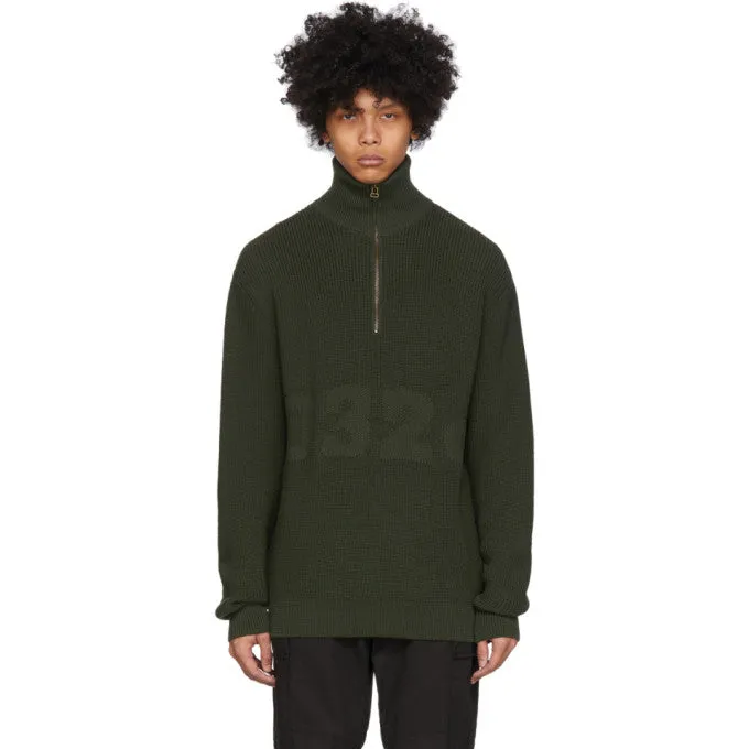 032c Green Troyer Half-Zip Sweater