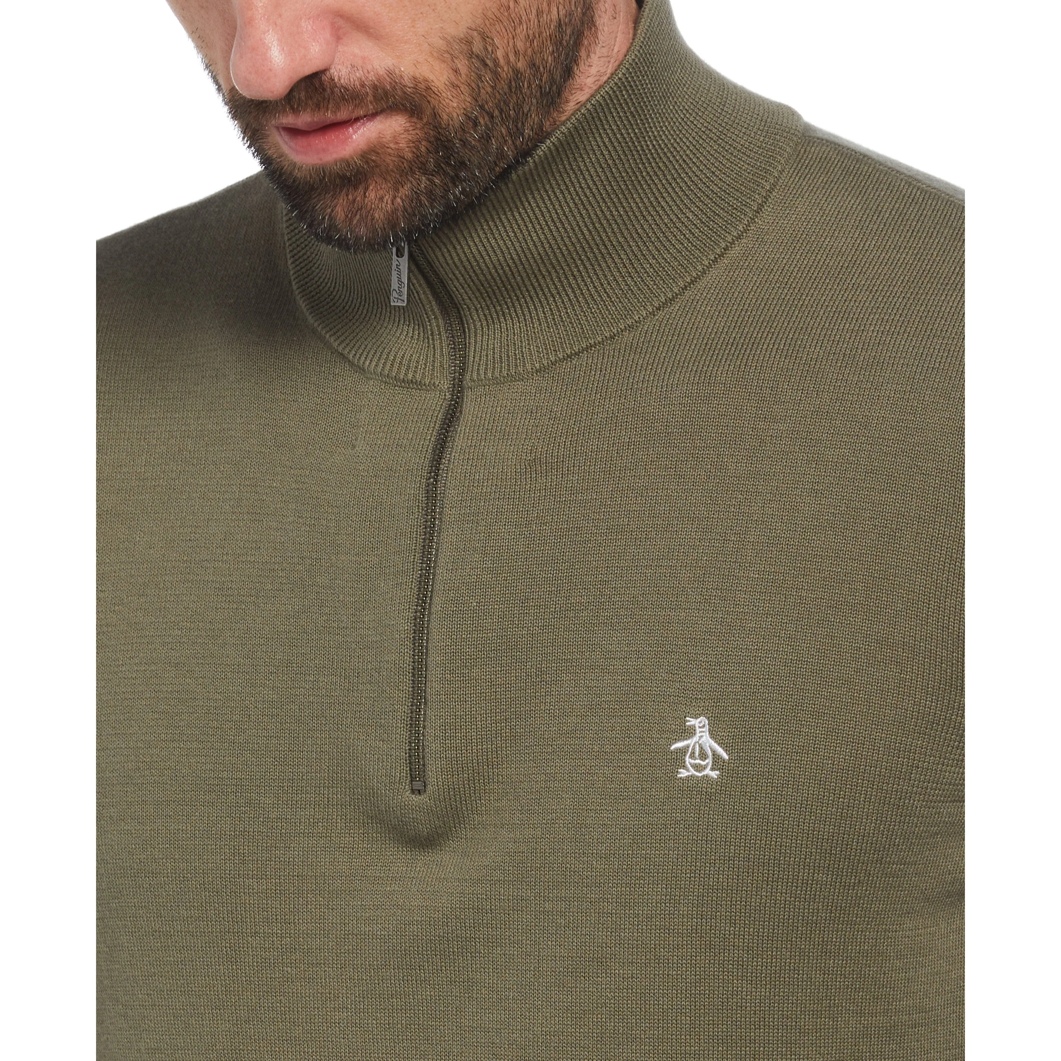 1/4 Zip Cotton Jersey Sweater