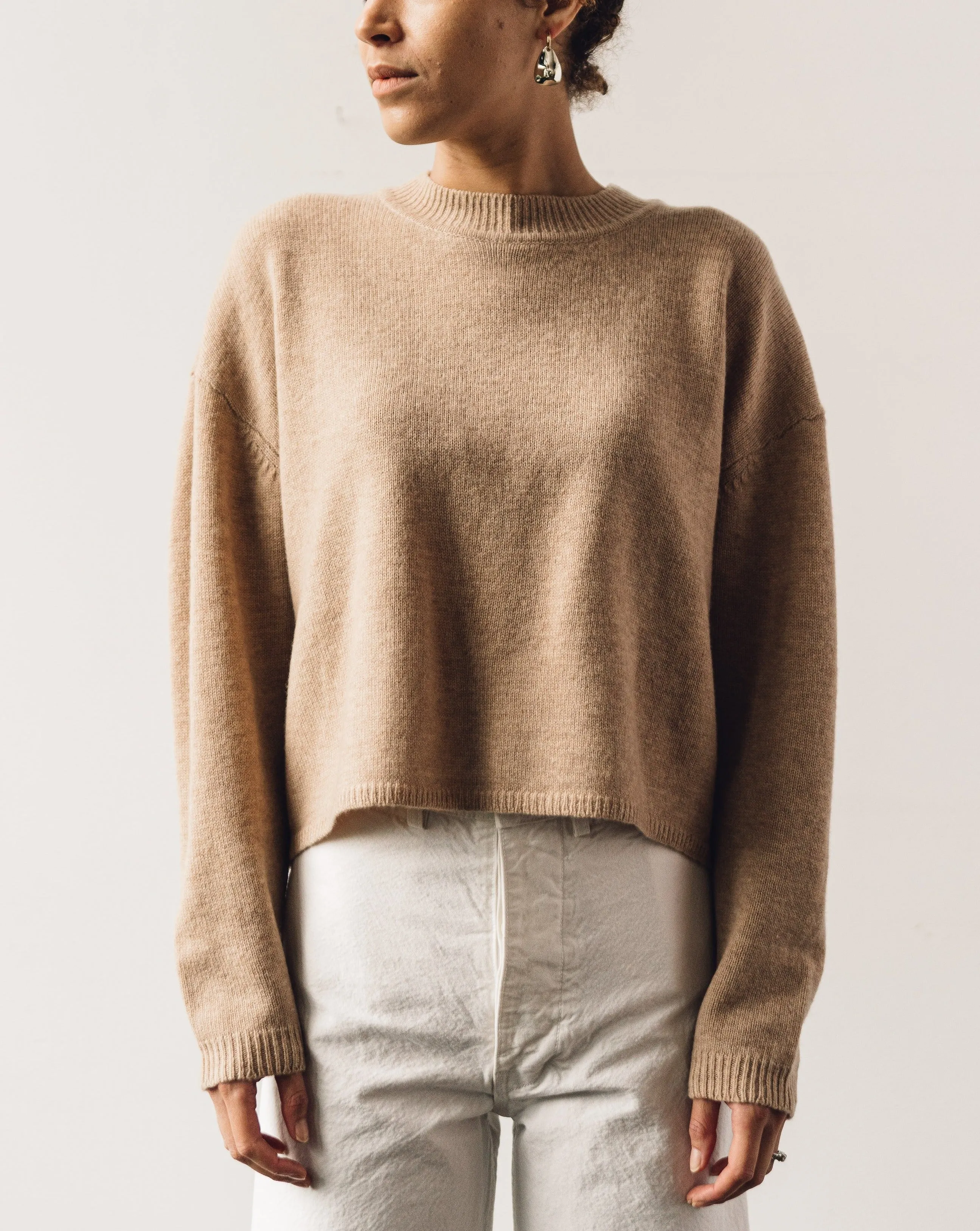7115 Relaxed Mockneck Sweater, Tan