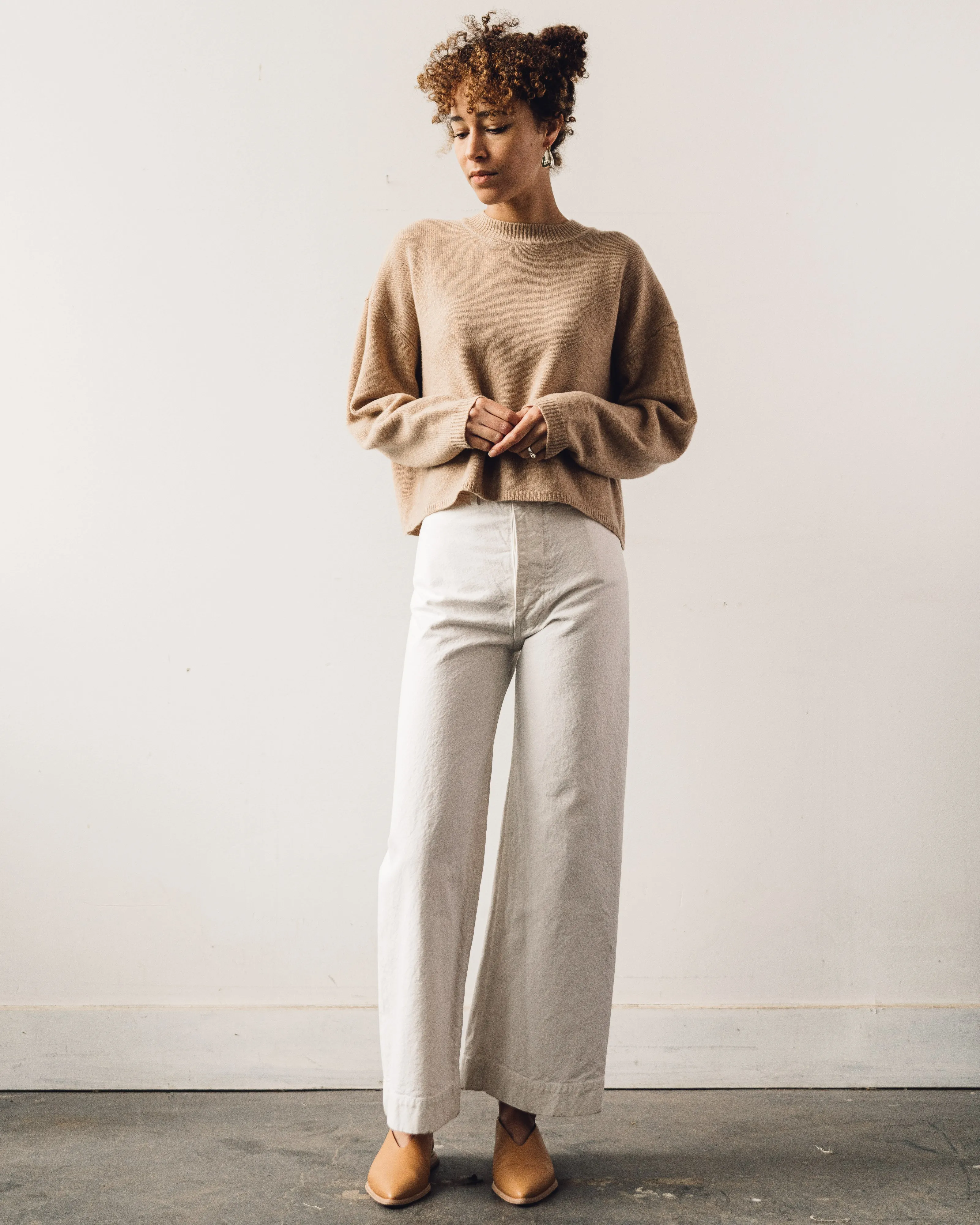 7115 Relaxed Mockneck Sweater, Tan