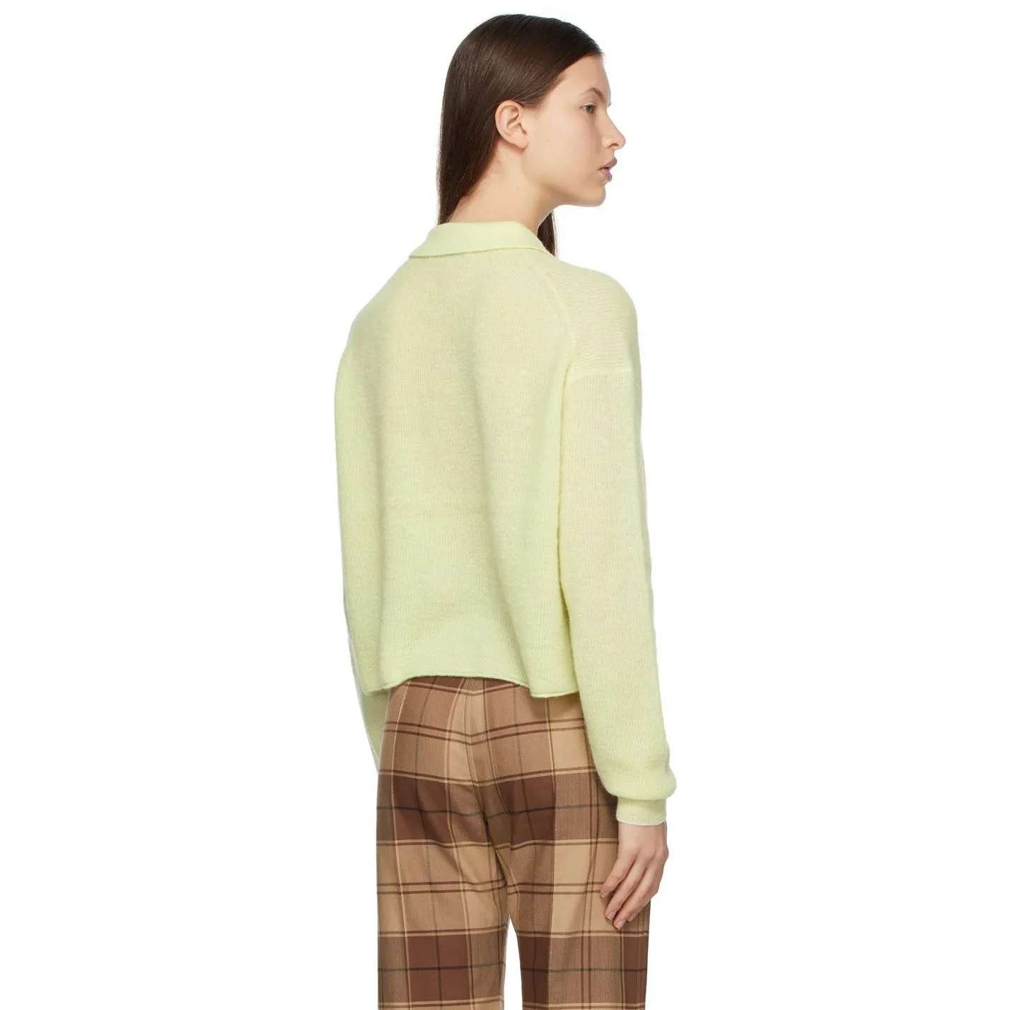 Acne Studios Yellow Alpaca Ribbed Polo Sweater