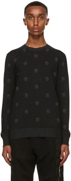 Alexander McQueen Black Wool Skull Sweater Alexander McQueen Black Wool Skull Sweater