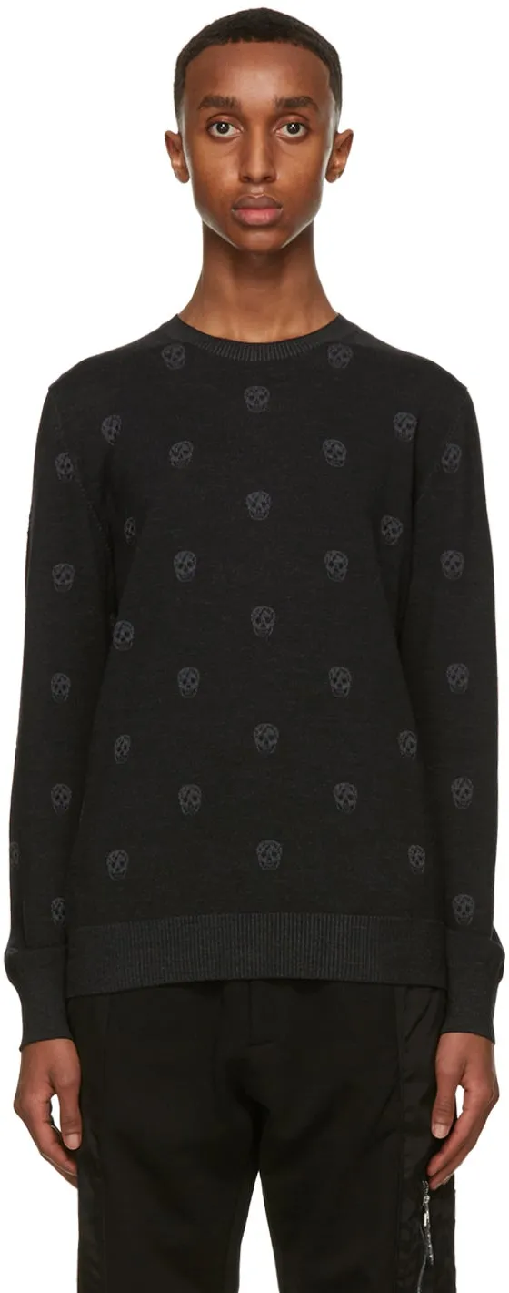 Alexander McQueen Black Wool Skull Sweater