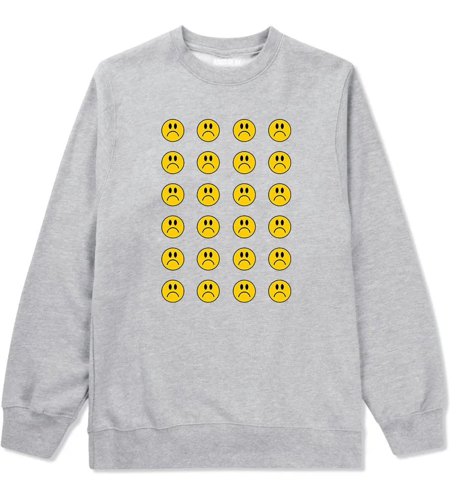 All Over Sad Face Mens Crewneck Sweatshirt