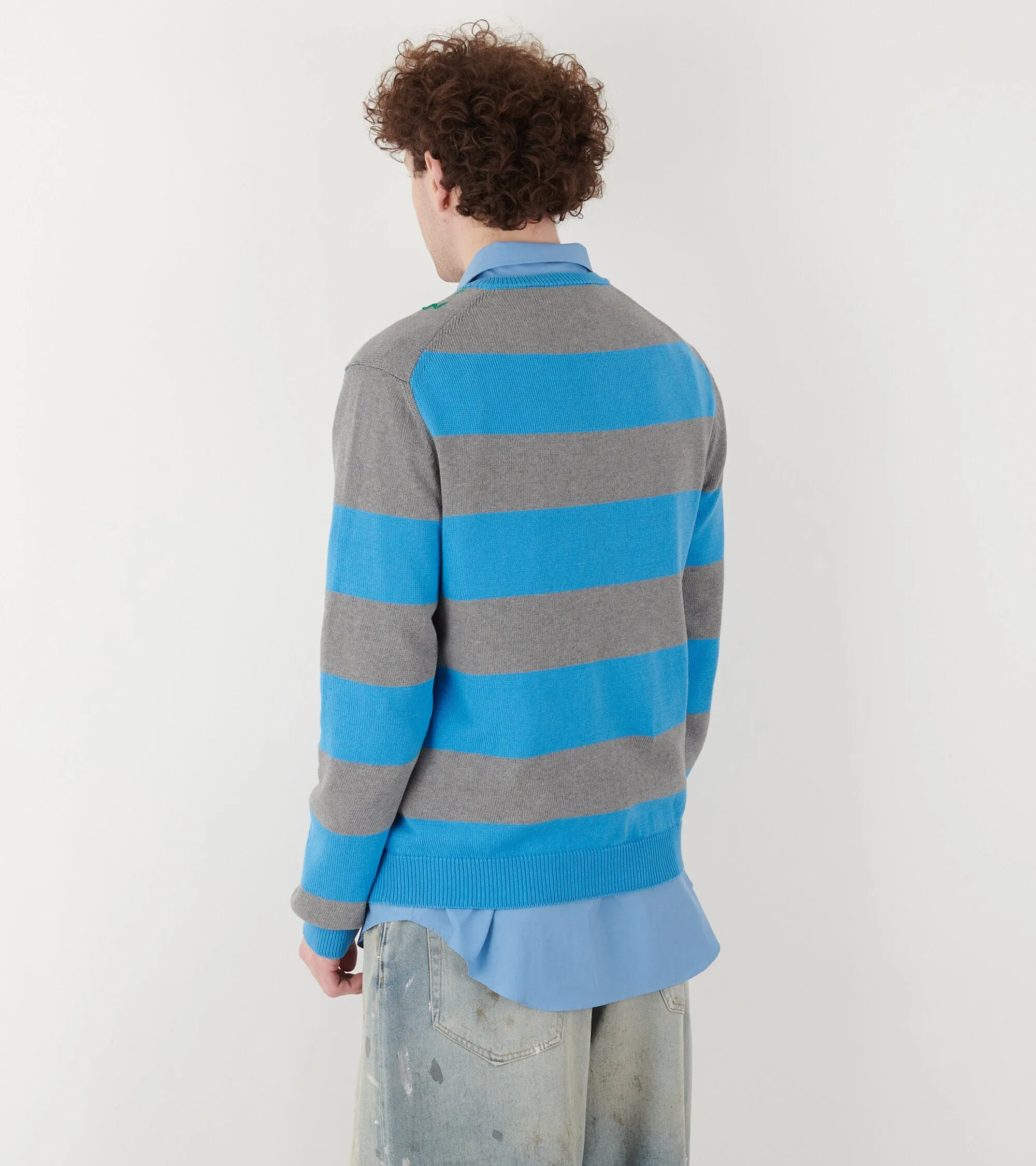 Argyle V-neck Sweater Azure
