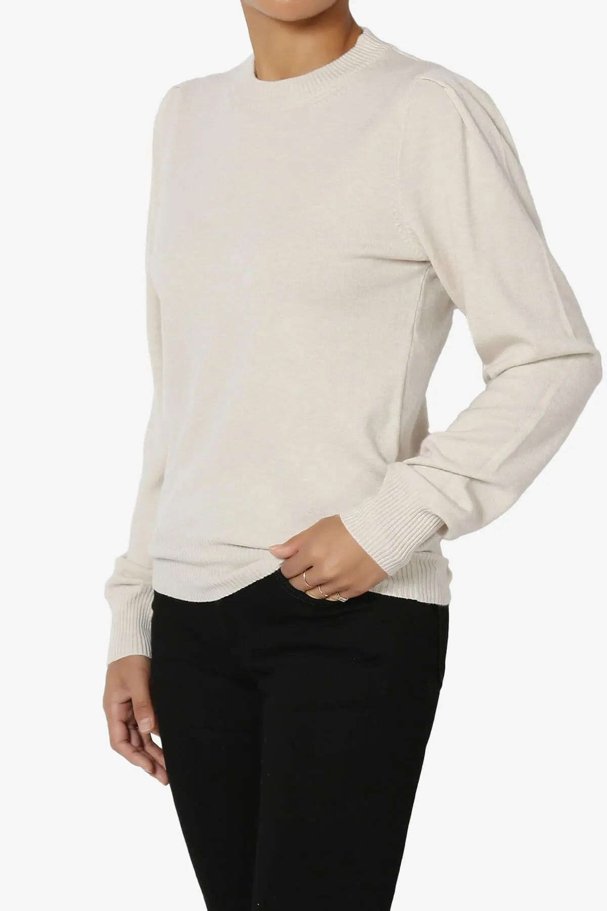 Bcarina Pleated Shoulder Crew Neck Sweater