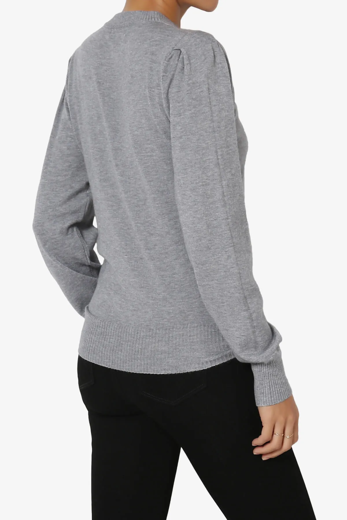 Bcarina Pleated Shoulder Crew Neck Sweater