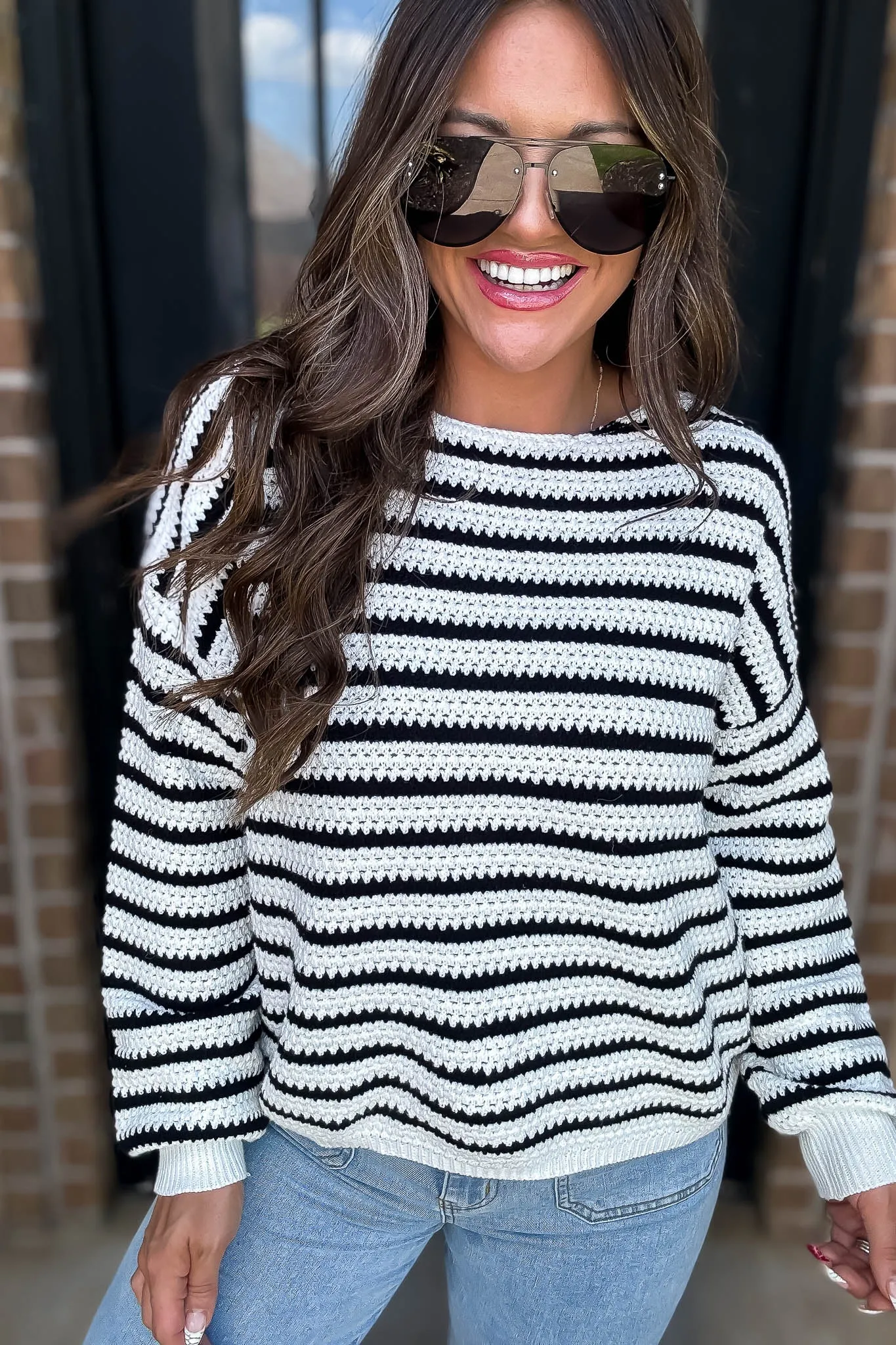 Black And White Long Sleeve Sweater