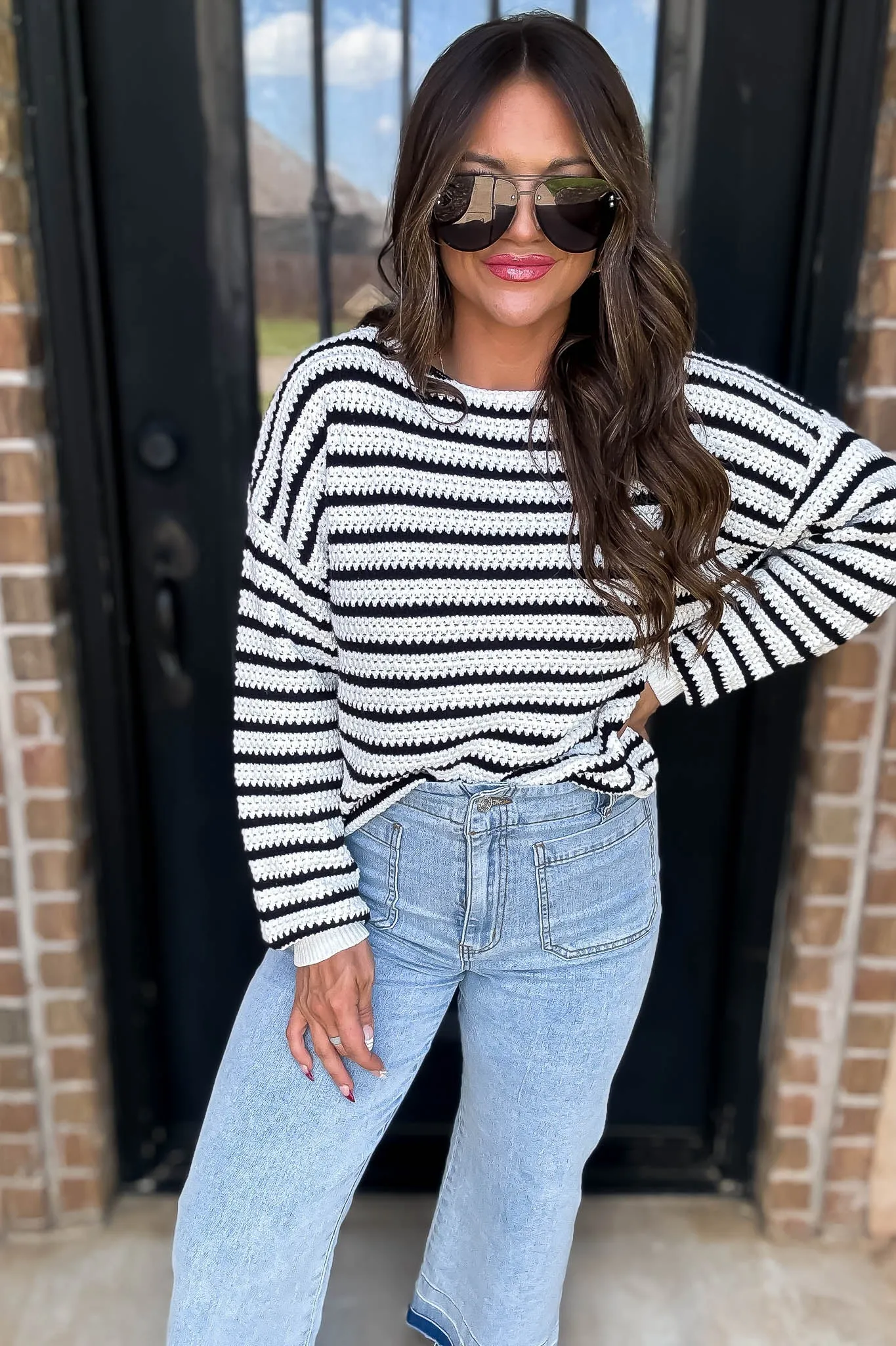 Black And White Long Sleeve Sweater