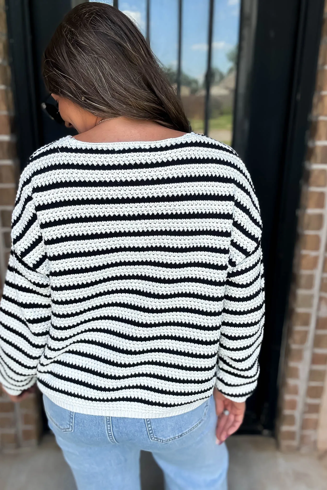 Black And White Long Sleeve Sweater