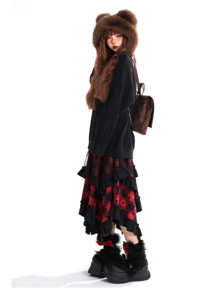Black Round Neck Loose Sweater