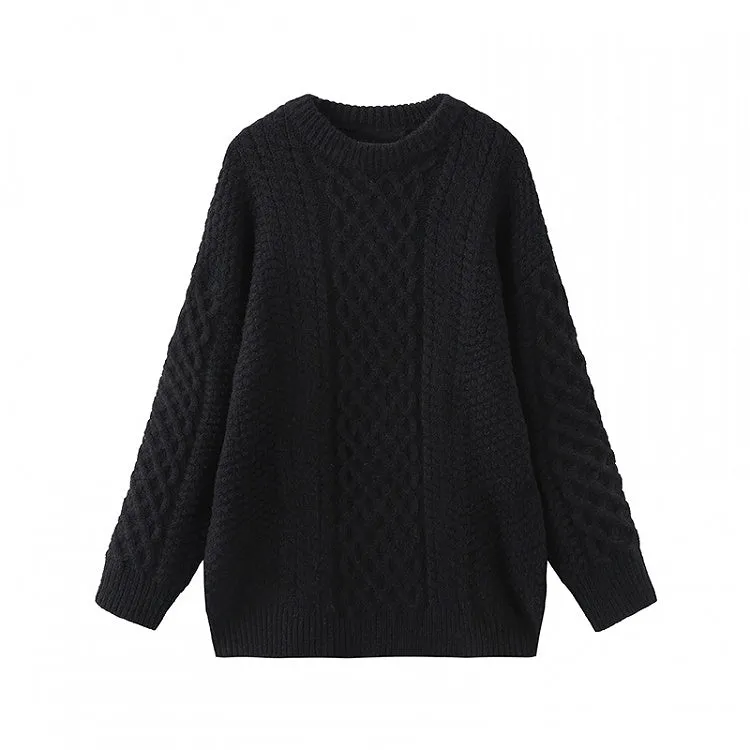 Black Round Neck Loose Sweater