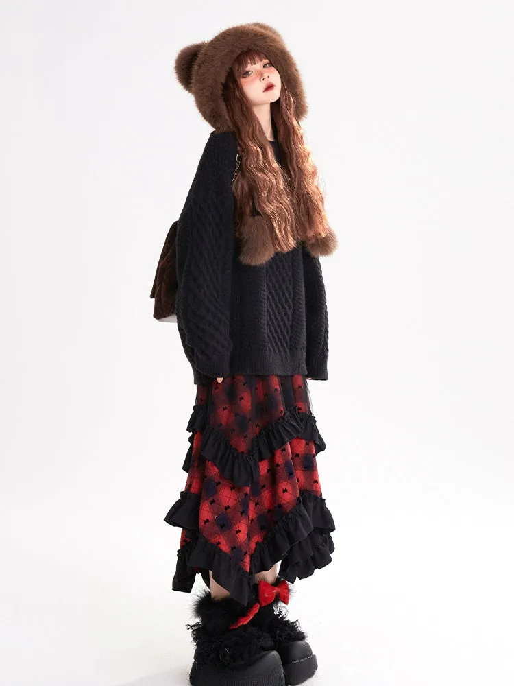 Black Round Neck Loose Sweater
