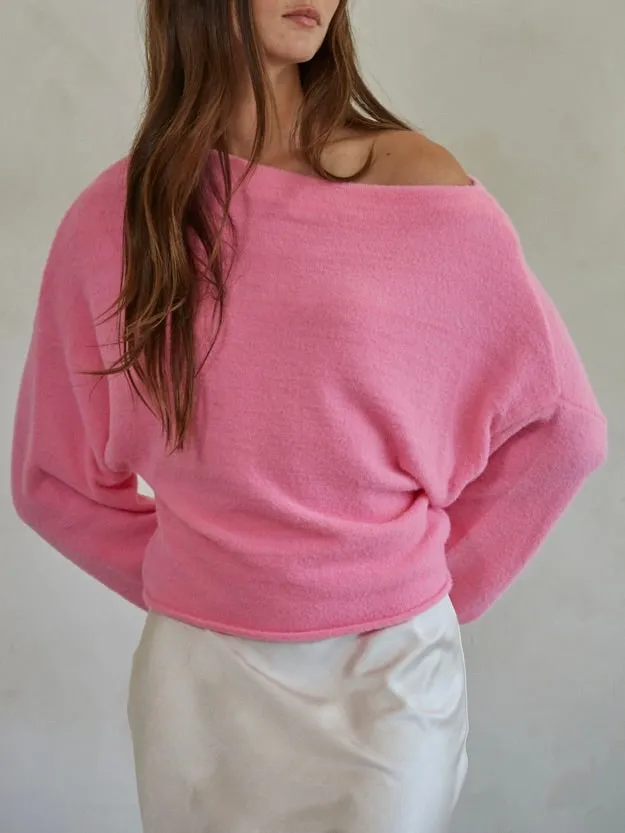 Boat Neck Sweater - Pink