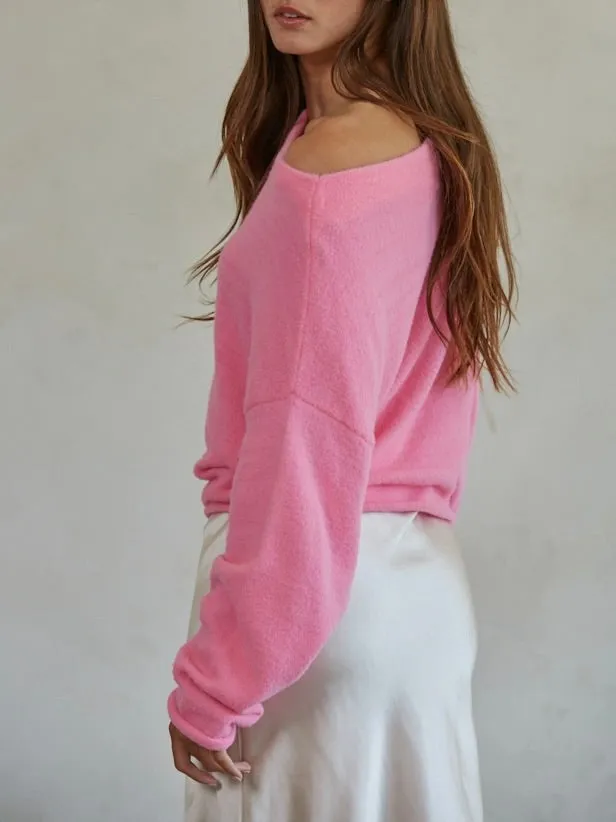 Boat Neck Sweater - Pink