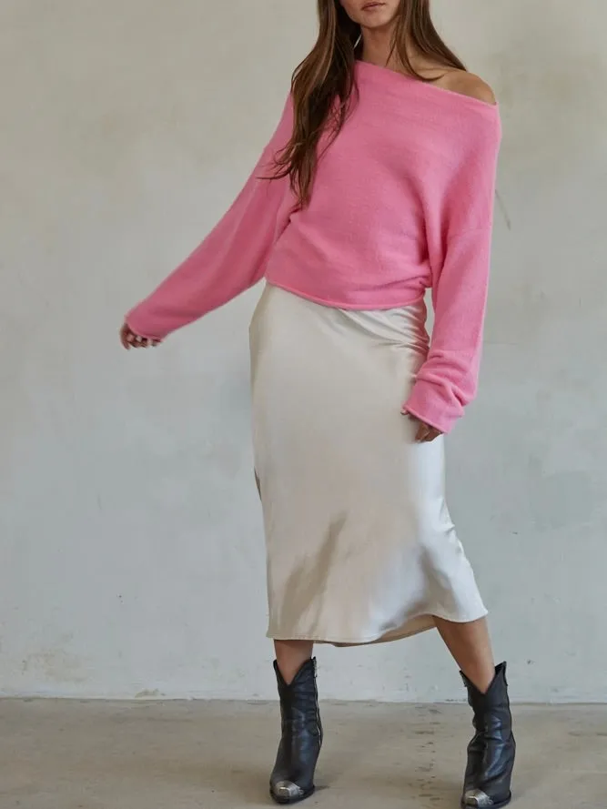 Boat Neck Sweater - Pink