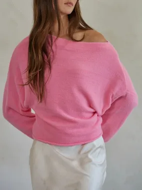 Boat Neck Sweater - Pink
