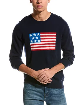 Brodie Cashmere Wool & Cashmere-Blend American Flag Crewneck Sweater