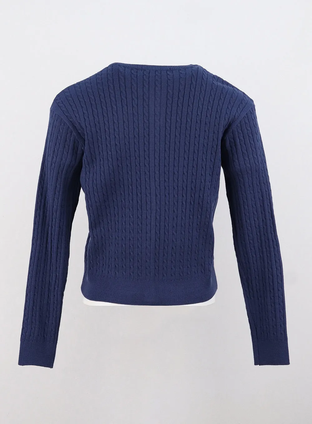 Cable Knit Round Neck Cardigan OS305