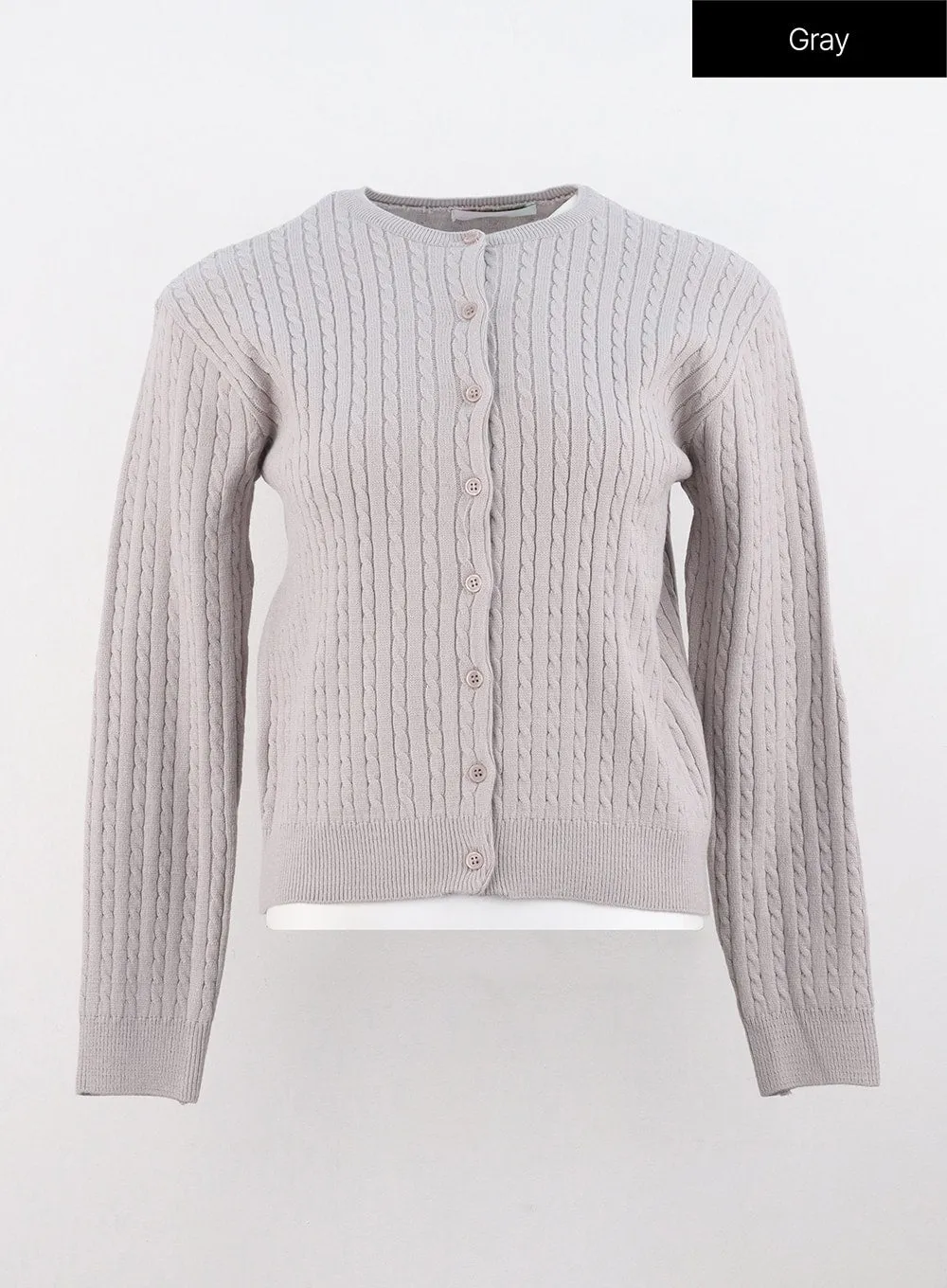 Cable Knit Round Neck Cardigan OS305