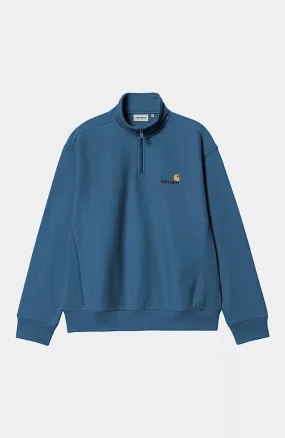 Carhartt Wip American scrip half zip sweatshirt Blue sodalite (dark)