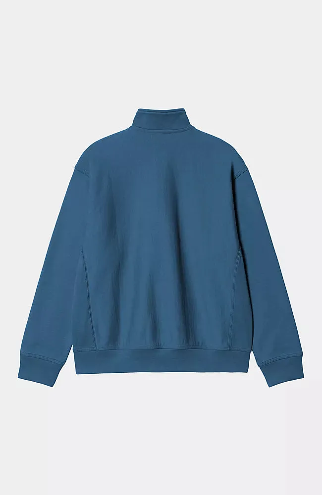 Carhartt Wip American scrip half zip sweatshirt Blue sodalite (dark)