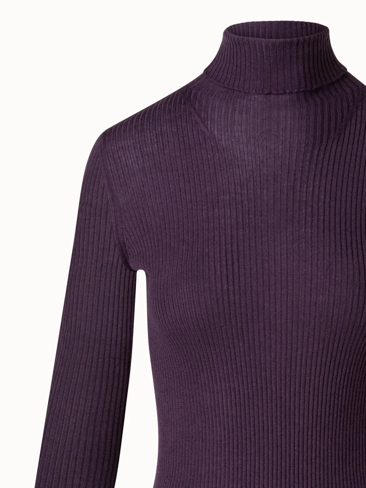 Cashmere Silk Turtle Neck Sweater with Slit Sleeves
