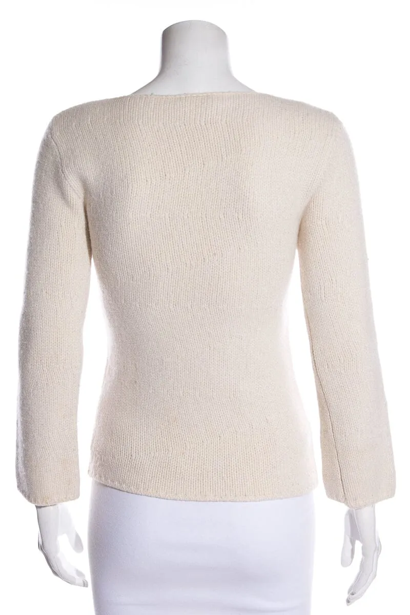 Chanel Cream Wool Boat Neck Sweater SZ 36