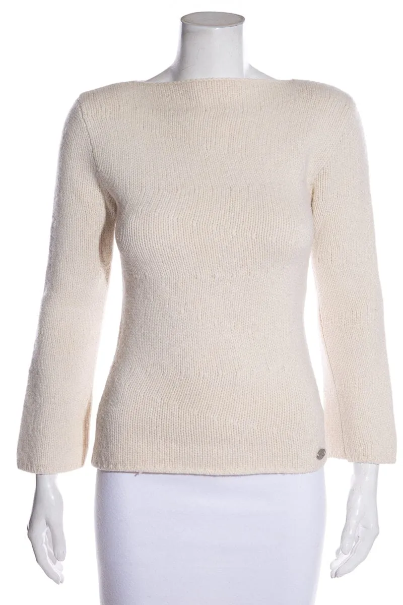 Chanel Cream Wool Boat Neck Sweater SZ 36