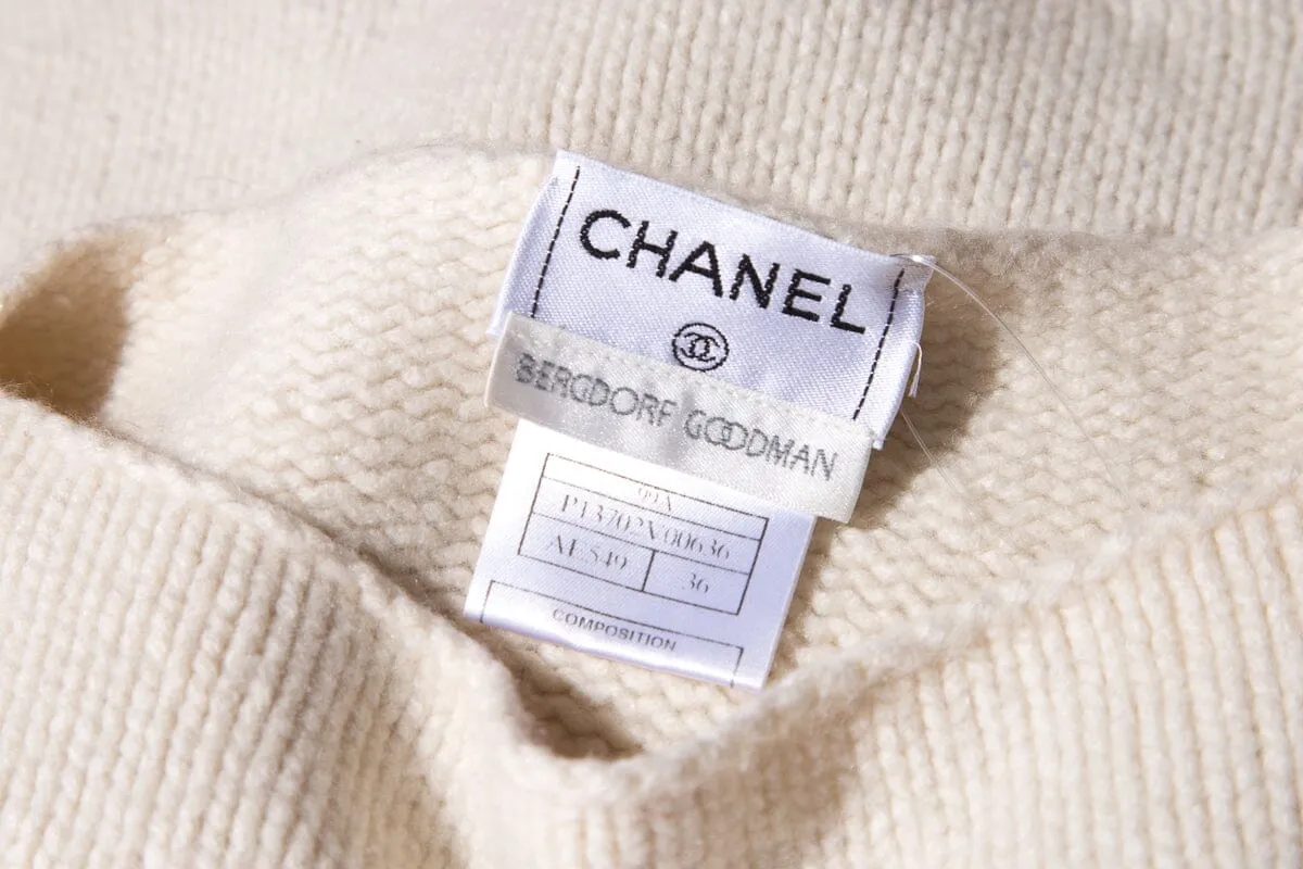 Chanel Cream Wool Boat Neck Sweater SZ 36