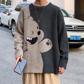 Color block pullover loose casual sweater sweater