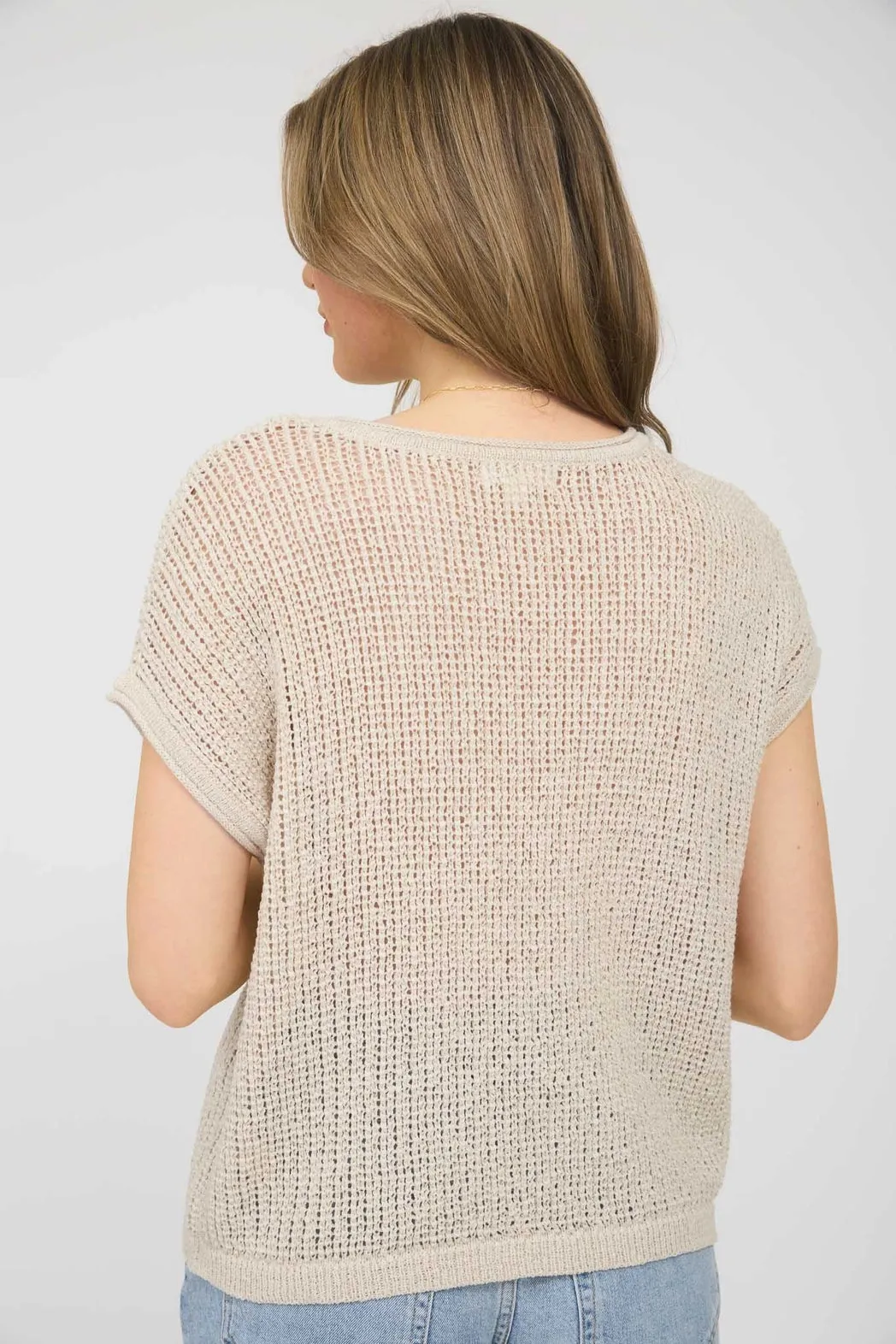Crochet Knit Pullover - Cream