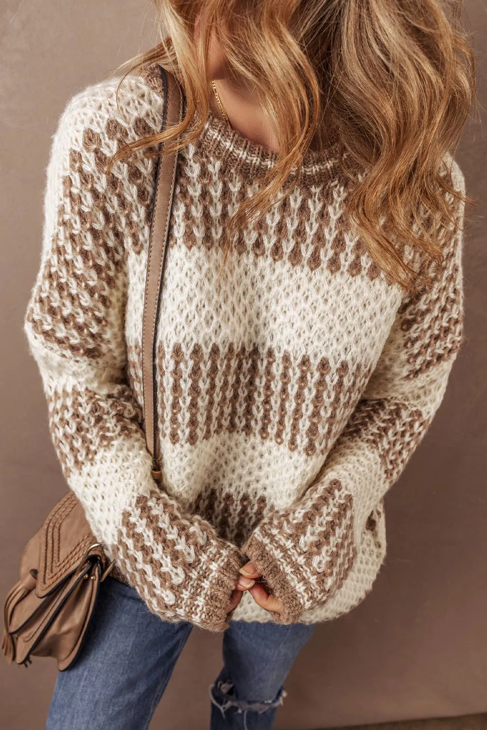 Drop Shoulder Round Neck Sweater