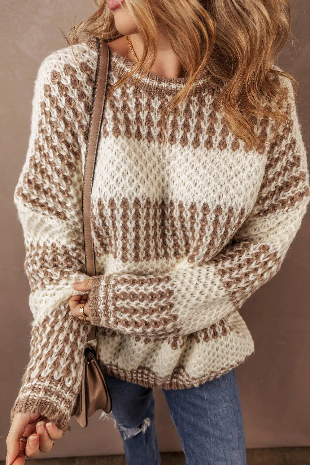 Drop Shoulder Round Neck Sweater