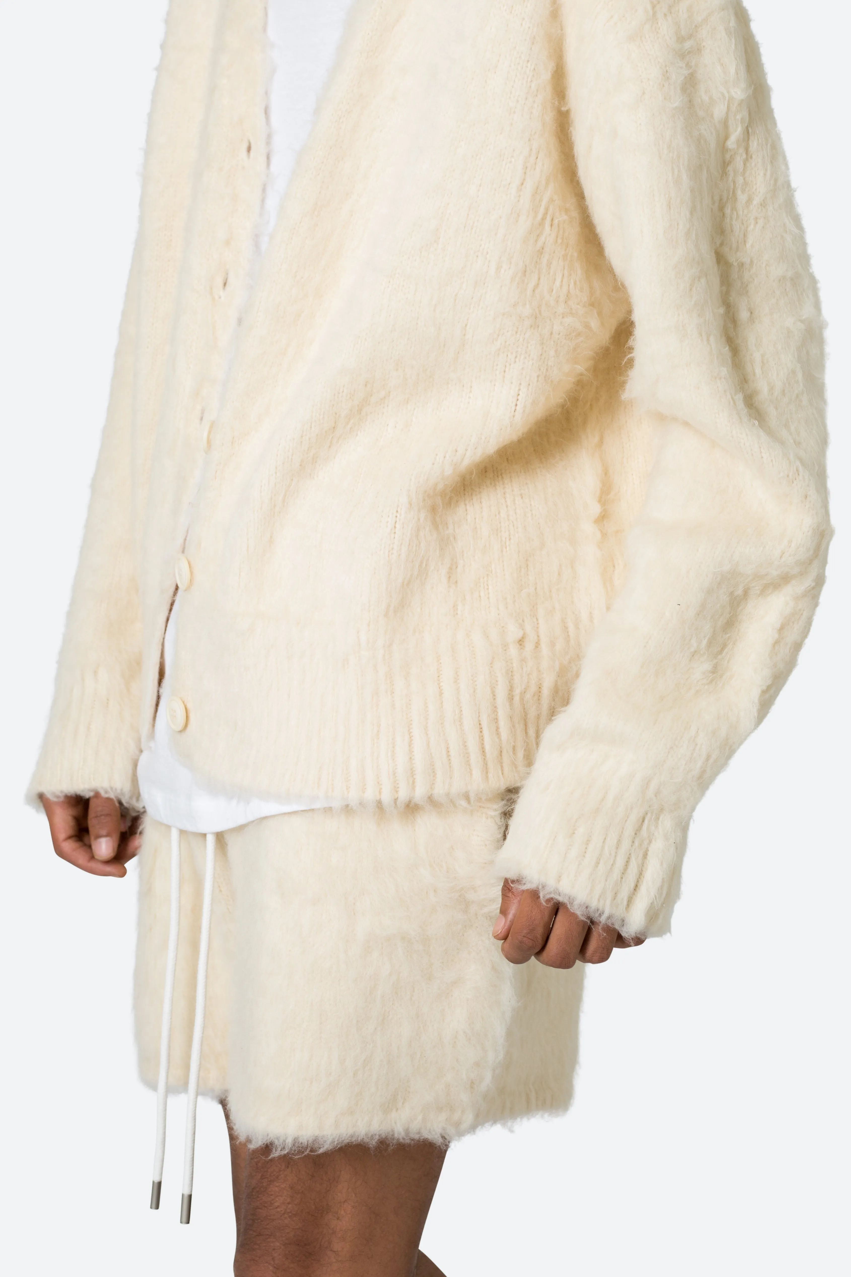 Fuzzy Cardigan Sweater - Off White