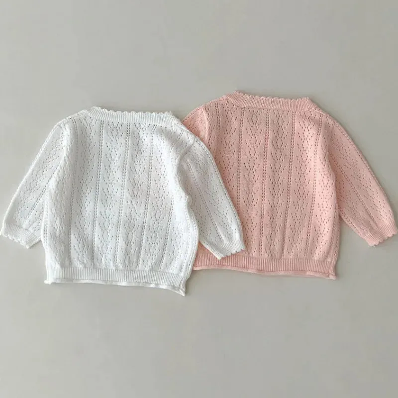 Girl's Hollow Out Lightweight Cardigan