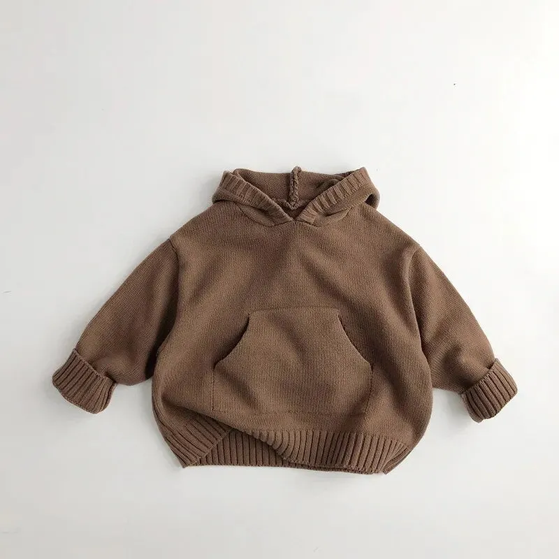 Hoodie Knit Front Pocket Loose Pullover