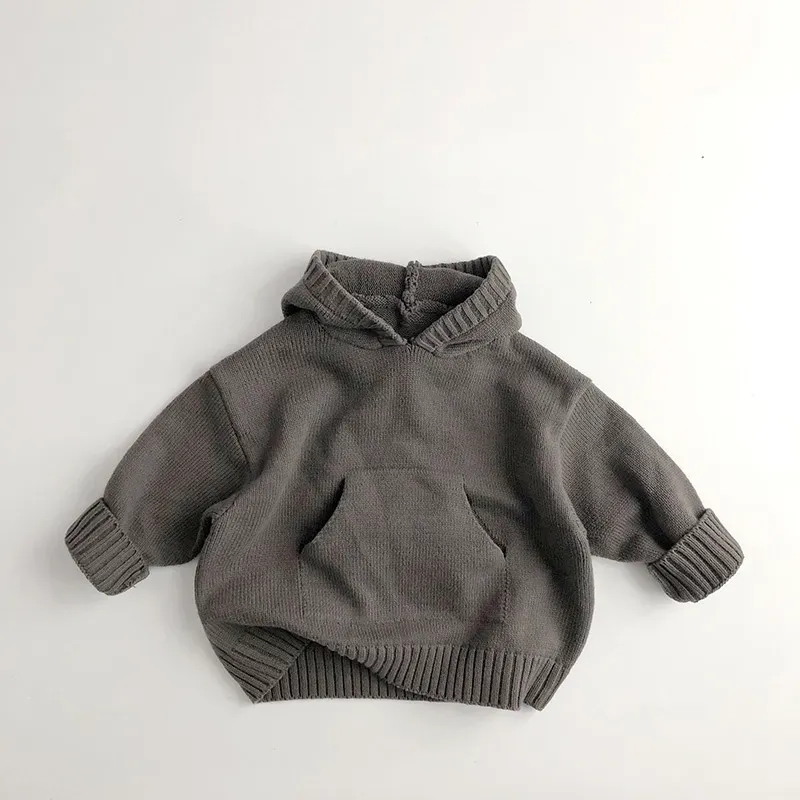 Hoodie Knit Front Pocket Loose Pullover