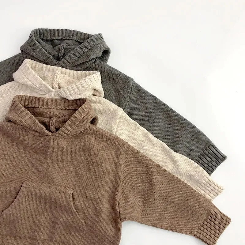 Hoodie Knit Front Pocket Loose Pullover