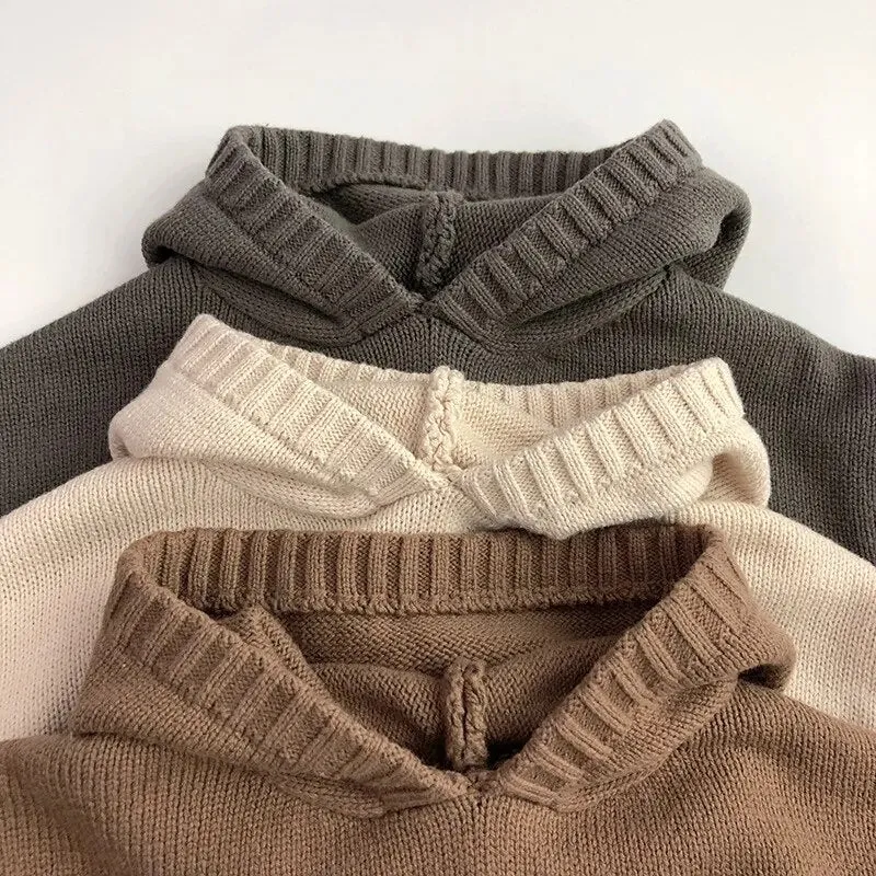 Hoodie Knit Front Pocket Loose Pullover