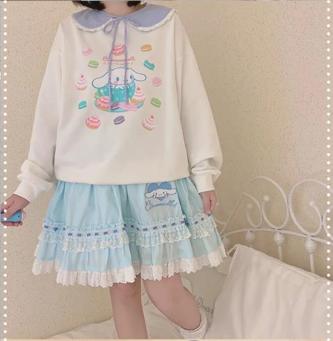 Kawaii Sanrio Authorized Cinnamoroll Prints Pullover Sweatshirt
