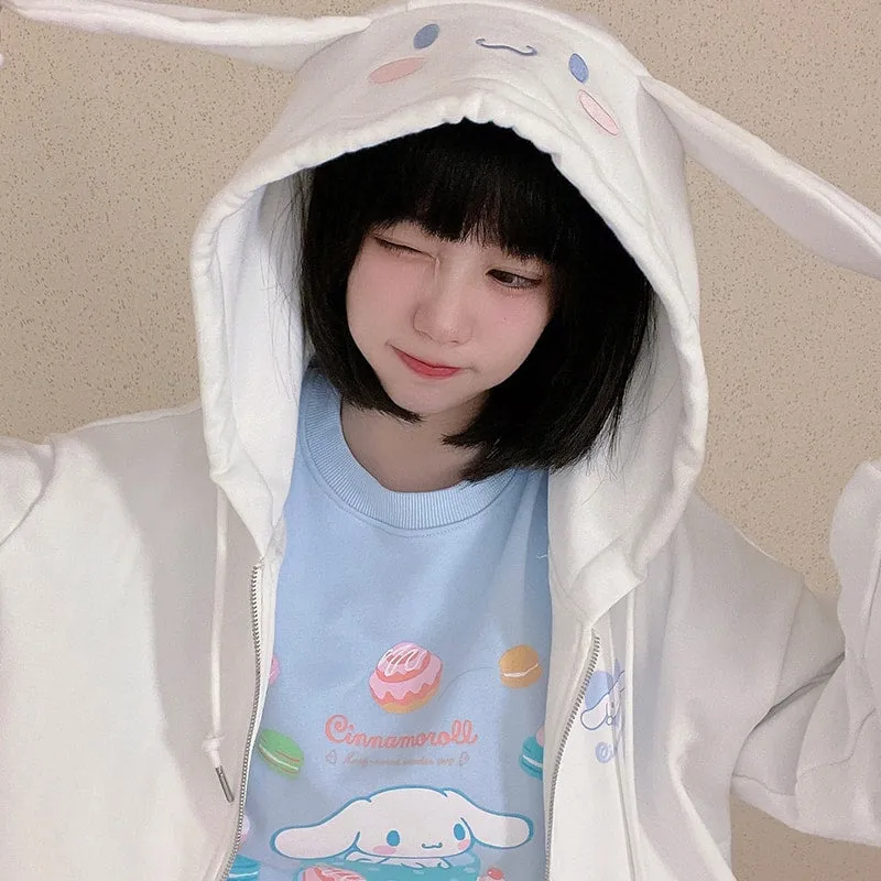 Kawaii Sanrio Authorized Cinnamoroll Prints Pullover Sweatshirt