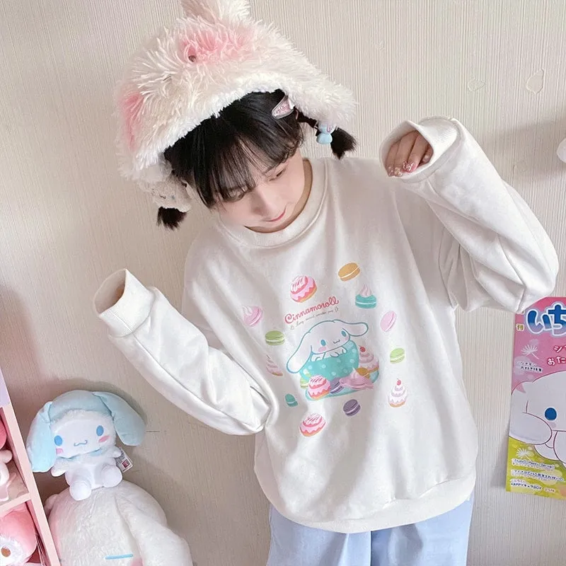 Kawaii Sanrio Authorized Cinnamoroll Prints Pullover Sweatshirt