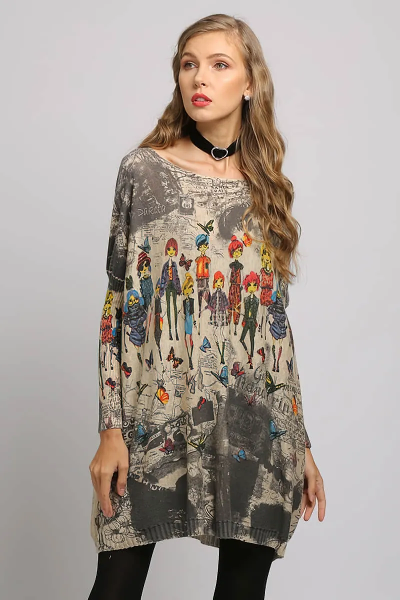 Loose and simple printed sweater