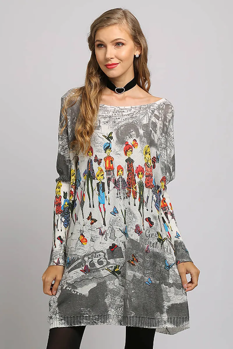 Loose and simple printed sweater