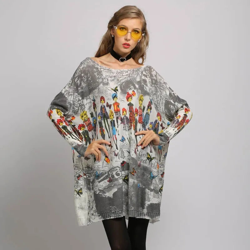 Loose and simple printed sweater