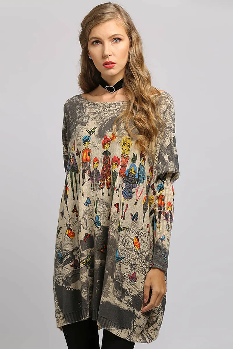 Loose and simple printed sweater