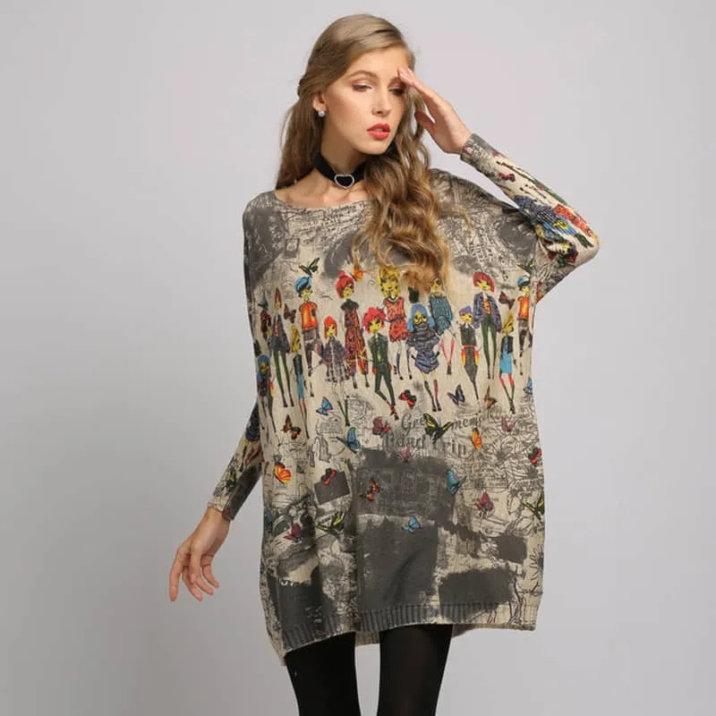 Loose and simple printed sweater