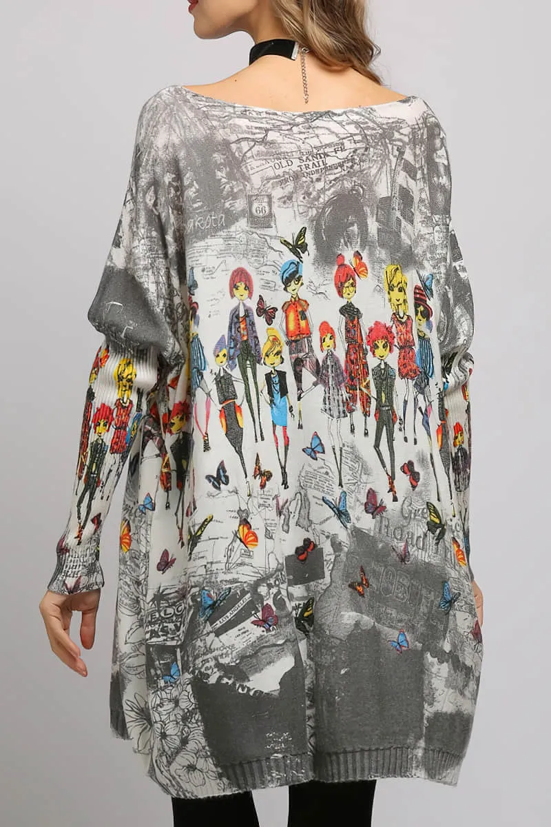 Loose and simple printed sweater