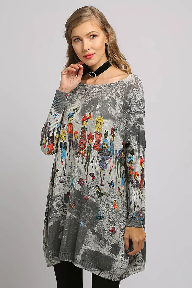 Loose and simple printed sweater